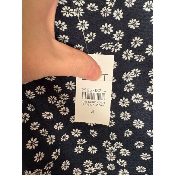 Loft Navy Blue Daisy Print Midi Sun Dress size 4NWT - Picture 6 of 12